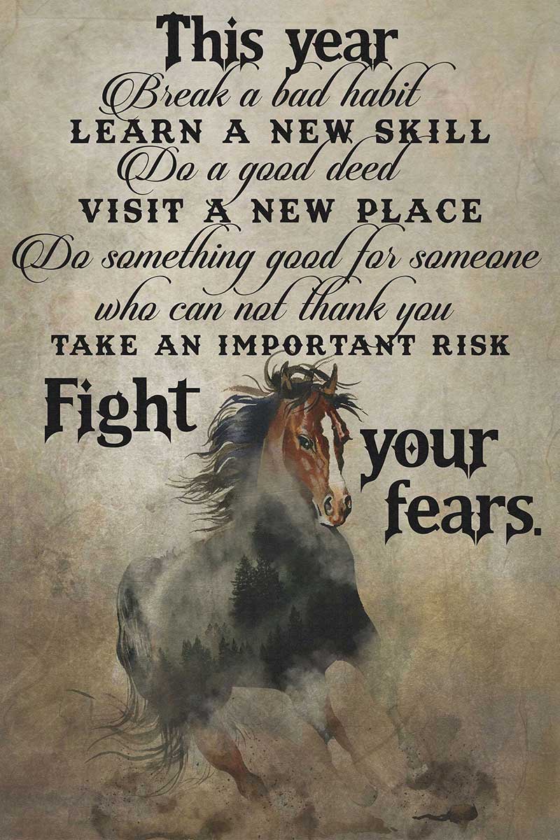 Skitongift Wall Decoration, Home Decor, Decoration Room Horse this year, fight your fears TTK0508