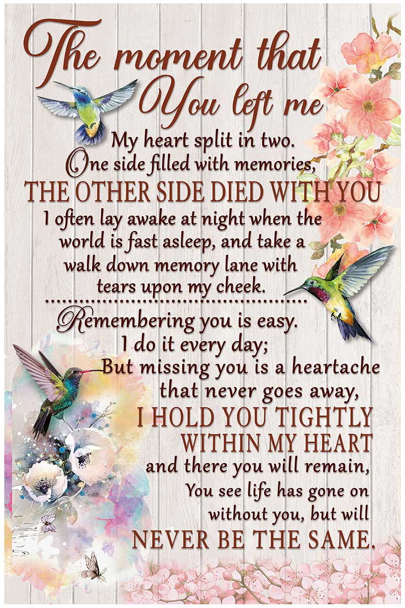 Skitongift Wall Decoration, Home Decor, Decoration Room Humming Bird The Moment That You Left Me My Heart Split In Two TTK2307