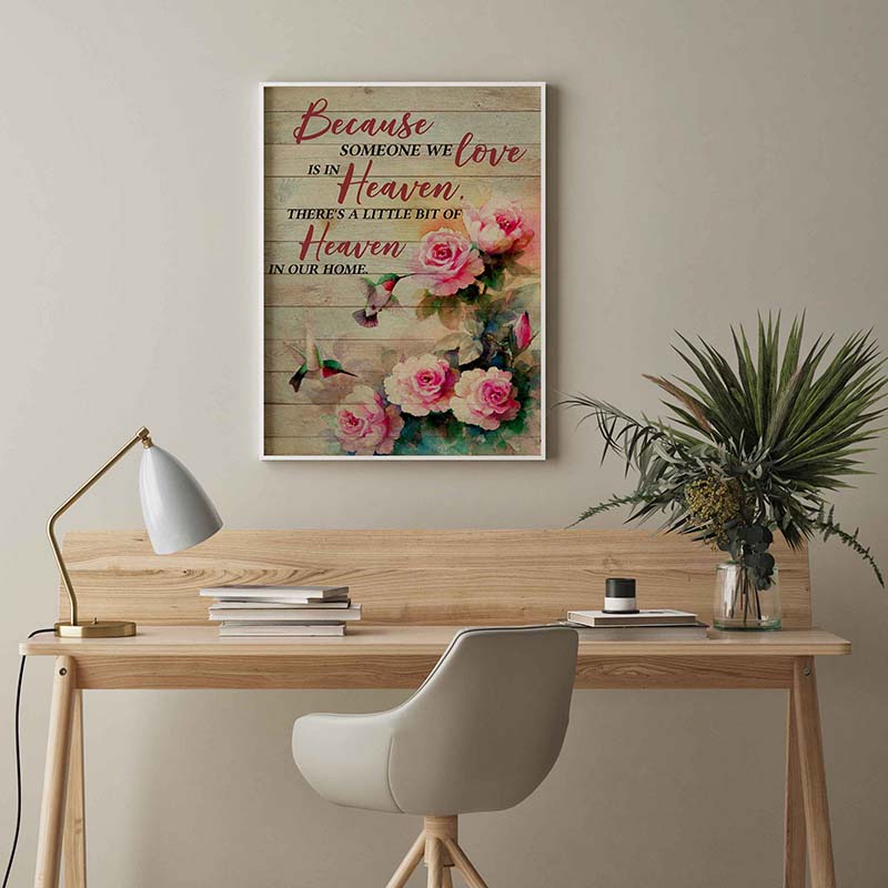 Skitongifts Wall Decoration, Home Decor, Decoration Room Hummingbird Because Someone We Love Is In Heaven-TT2503