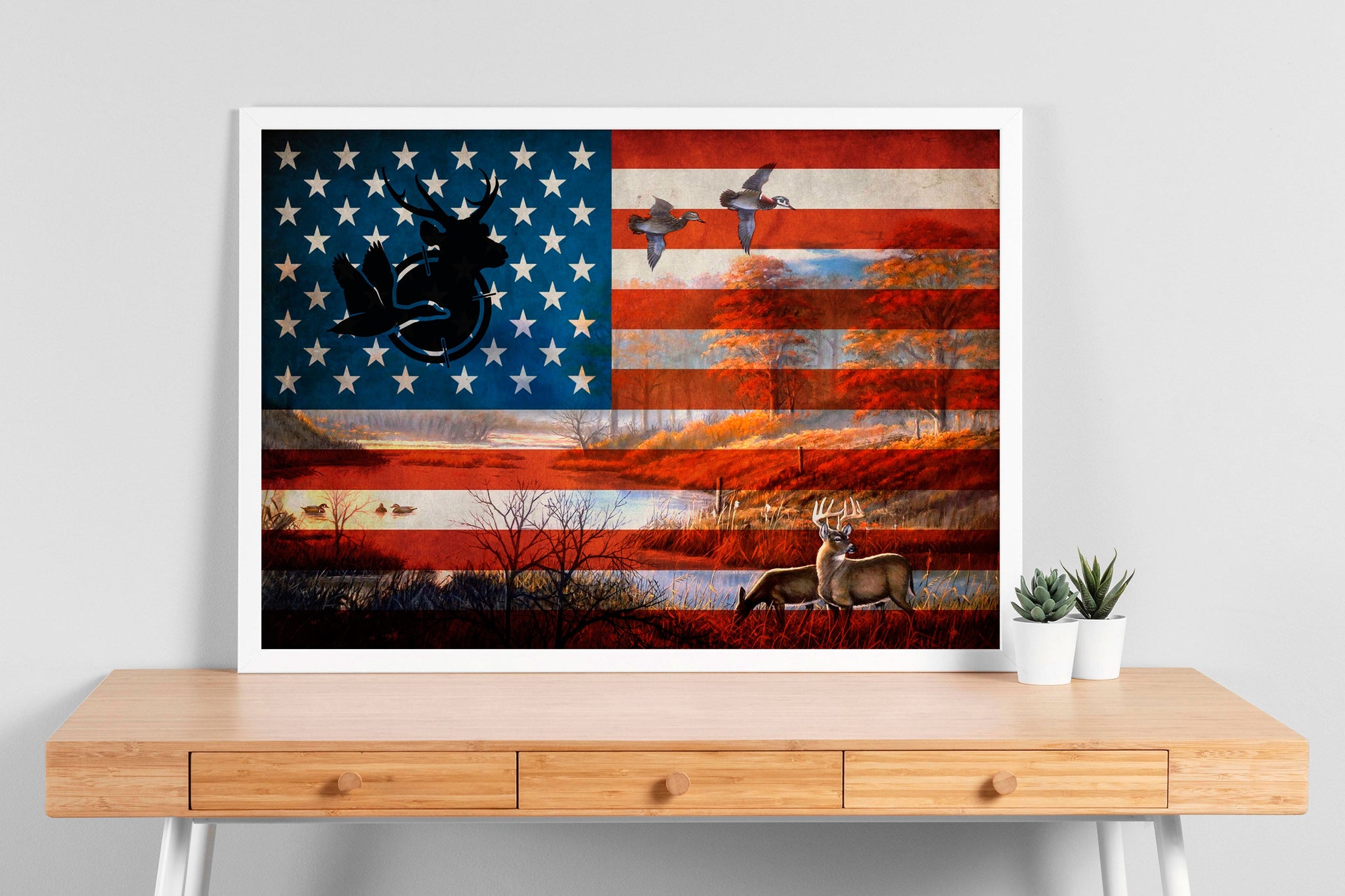 American Flag Fishing Rod Usa Patriotic Canvas Room Home Decor Print Matte  Canvas - Home Room Wall Decor Matte Canvas - Mostsuit