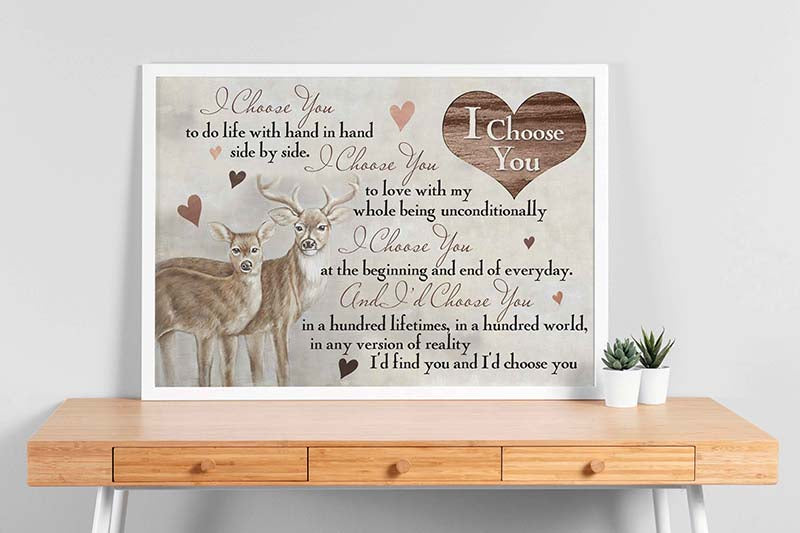 Skitongifts Wall Decoration, Home Decor, Decoration Room Hunting I Choose You New Fore Life Deer With My Love Heart TT1702