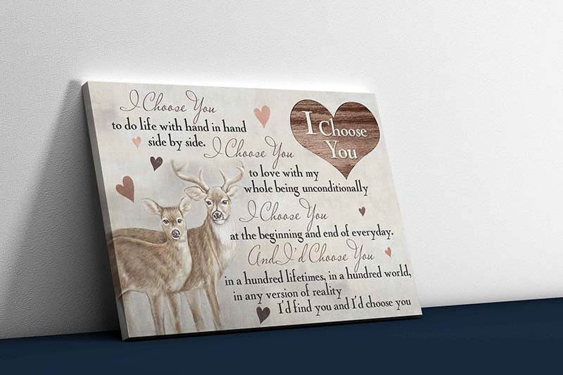 Skitongifts Wall Decoration, Home Decor, Decoration Room Hunting I Choose You New Fore Life Deer With My Love Heart TT1702