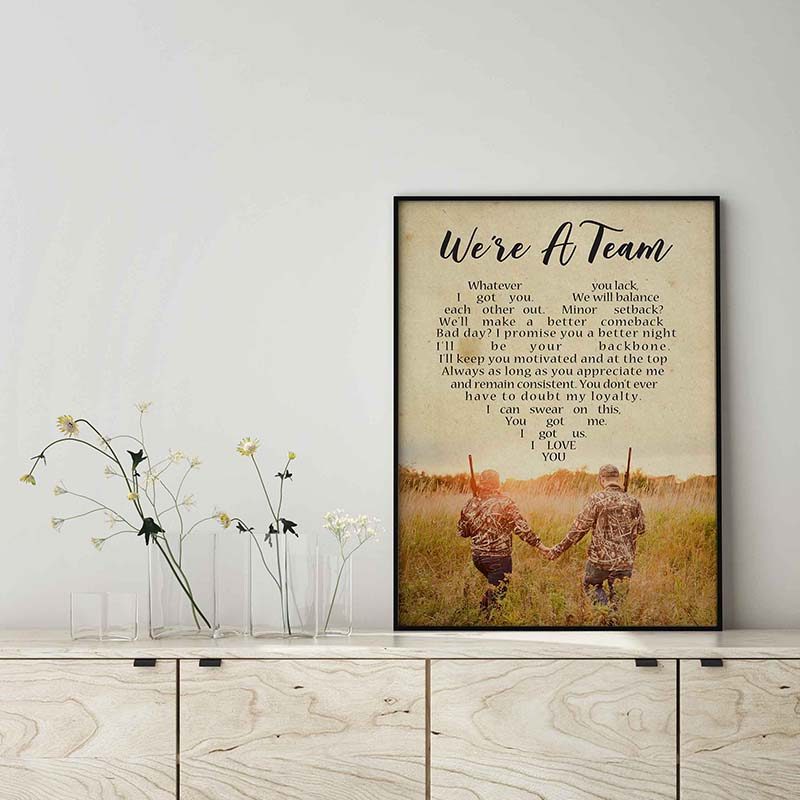 Skitongifts Wall Decoration, Home Decor, Decoration Room Hunting We're A Team Couple In Hands Heart Partner For Life My Wife TT1502