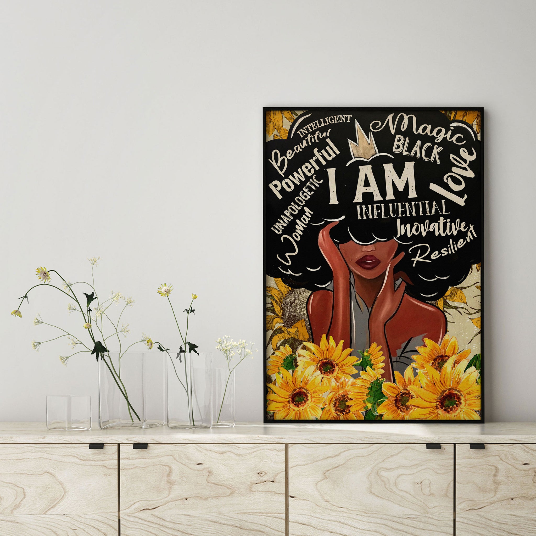 I Am African American Black Women Crown Intelligent Love Beautiful Powerful-MH1608