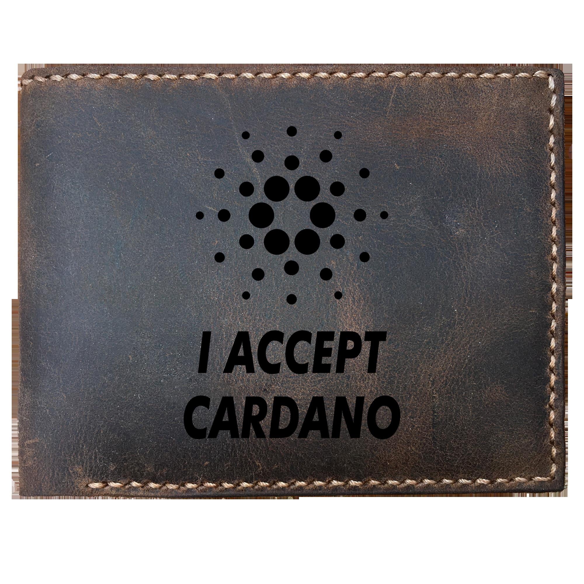 Skitongifts Funny Custom Laser Engraved Bifold Leather Wallet For Men, I Accept Cardano