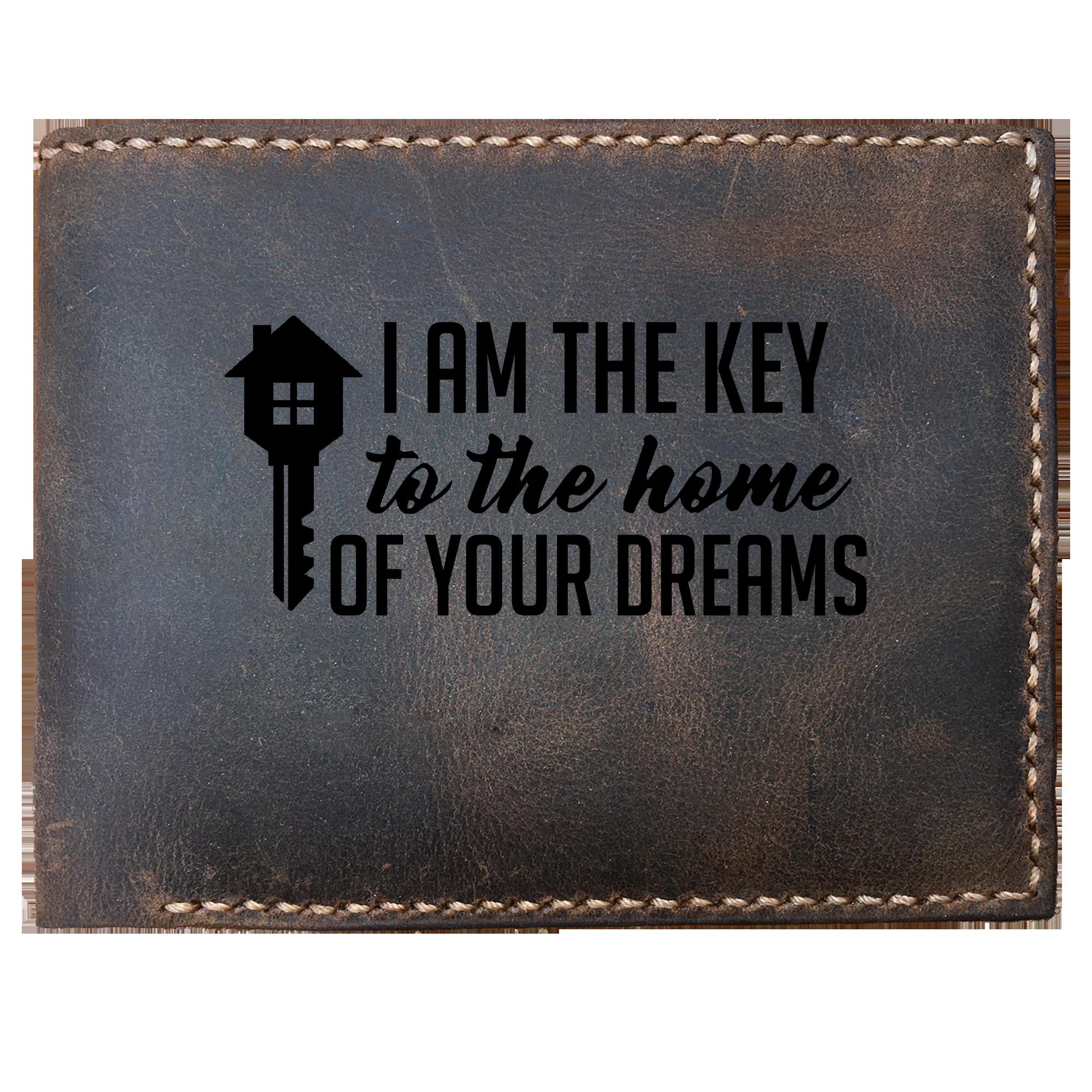 Skitongifts Funny Custom Laser Engraved Bifold Leather Wallet For Men, I Am The Key To The Home Of Your Dreams For The Best Real Estate Broker
