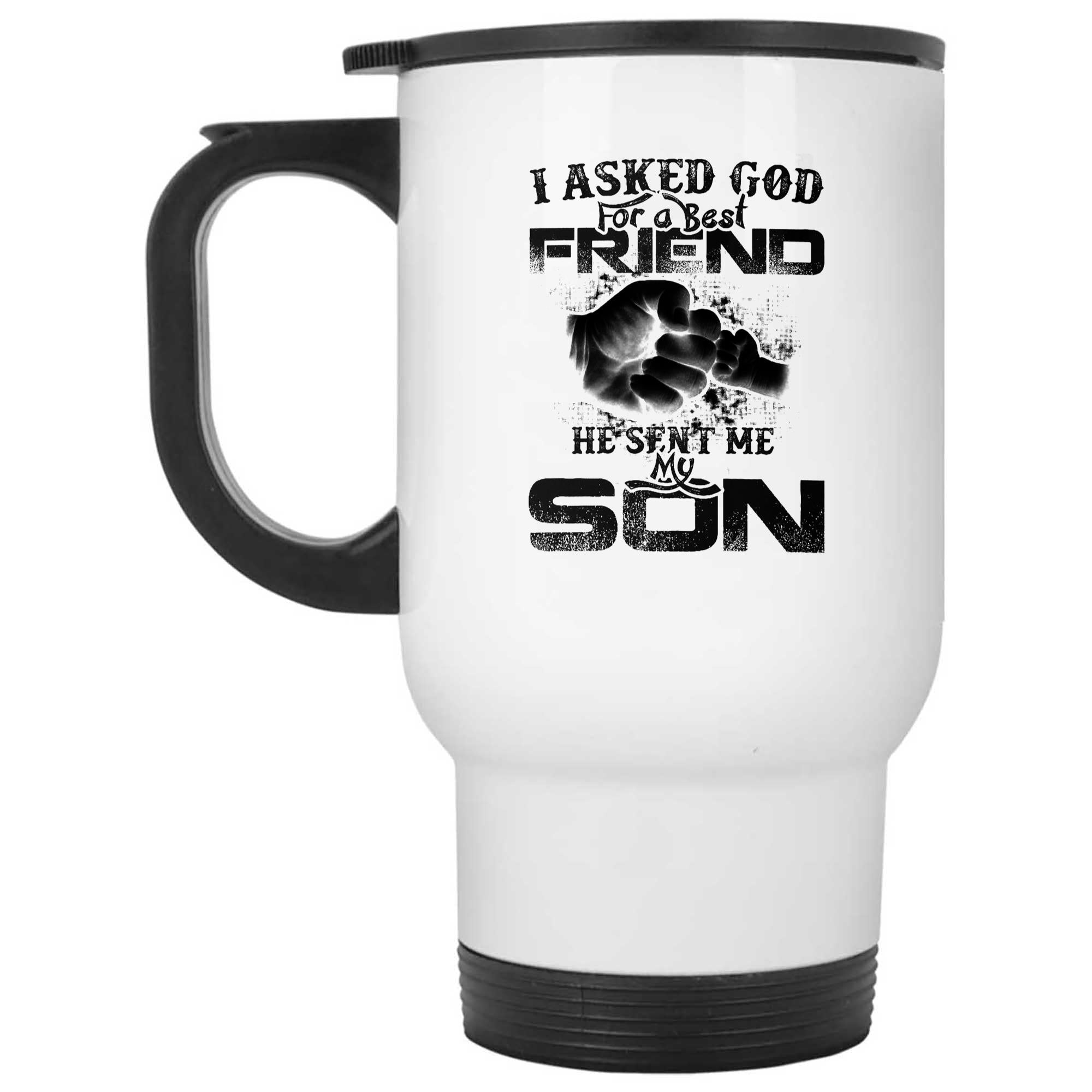 Skitongifts Funny Ceramic Novelty Coffee Mug I Asked God For A Best Friend He Sent Me My Son Perfect Fathers Day McXCp9D