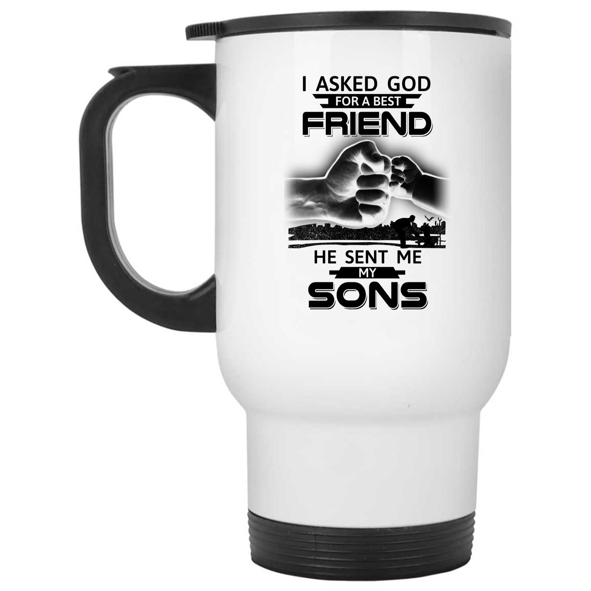 Skitongifts Funny Ceramic Novelty Coffee Mug I Asked God For A Best Friend He Sent Me My Sons nsRiMBN