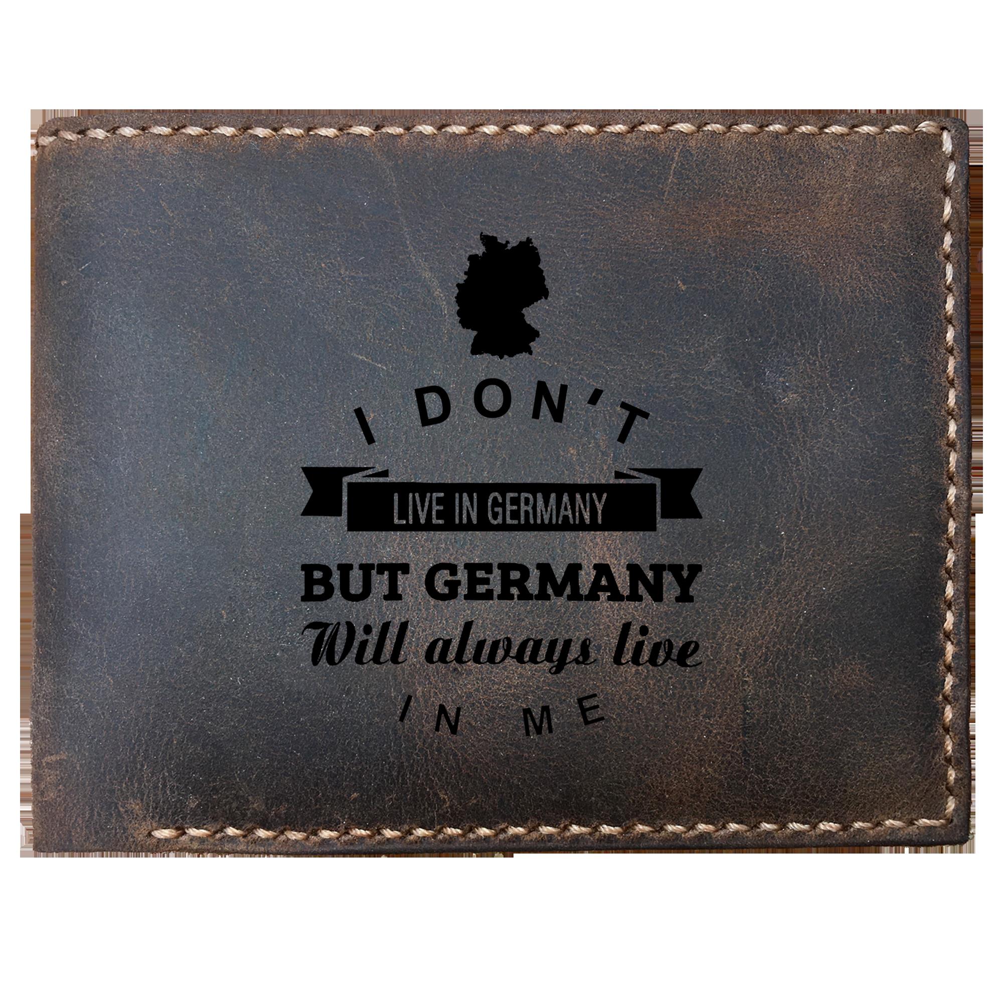 Skitongifts Funny Custom Laser Engraved Bifold Leather Wallet For Men, I Don't Live In Germany But Germany Always Live In Me