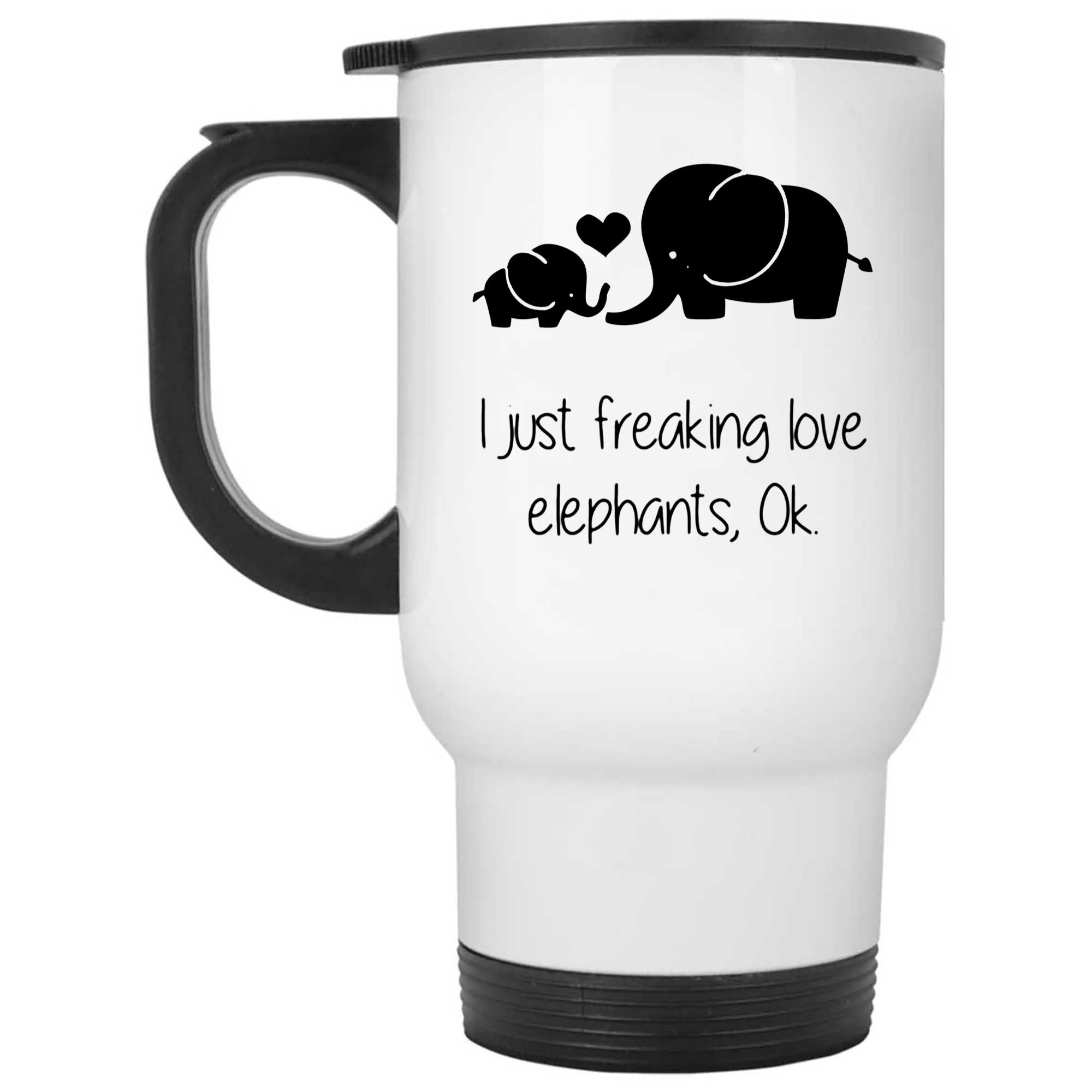 Skitongifts Funny Ceramic Novelty Coffee Mug I Just Freaking Love Elephants Ok Animal Lover Funny Tg2OkNk