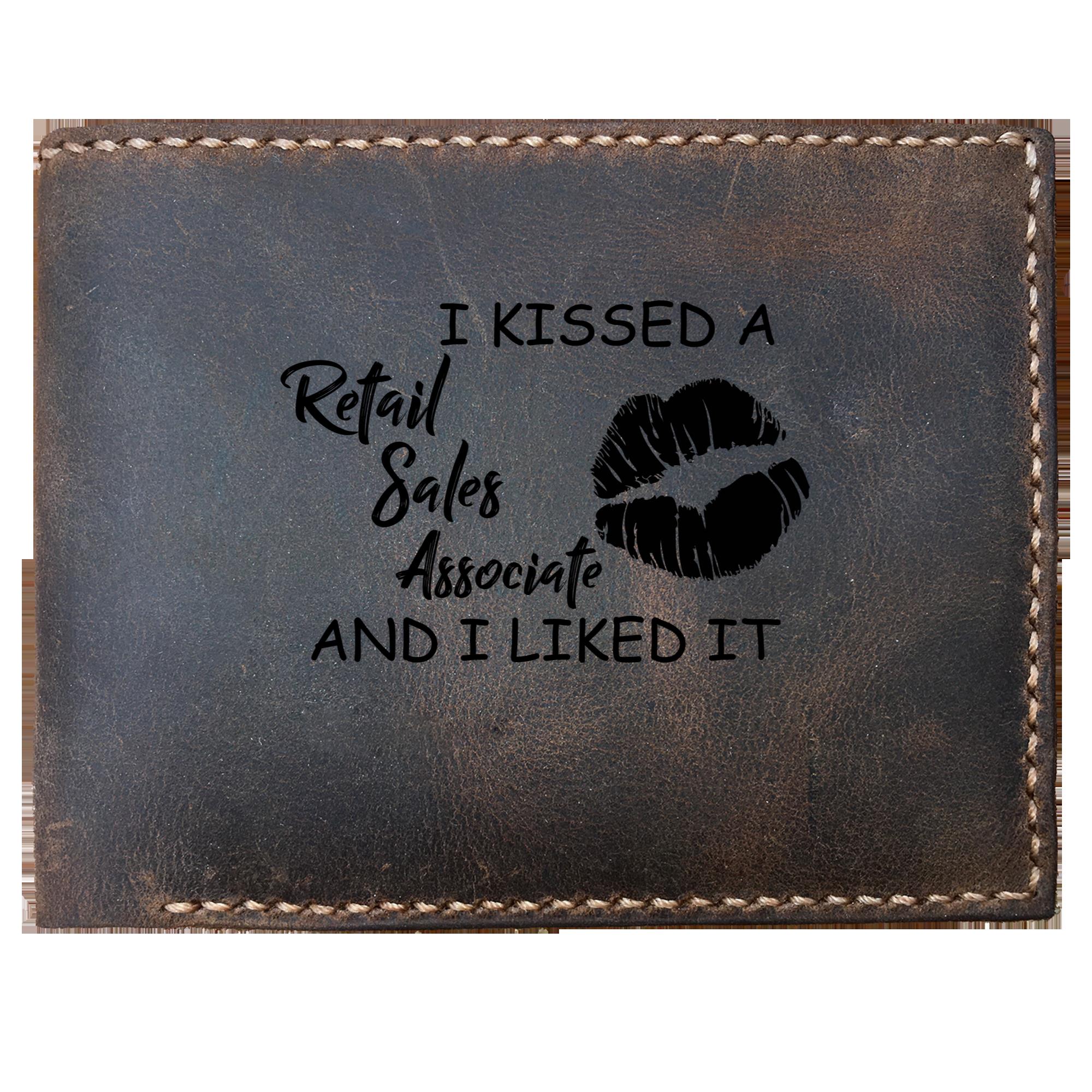 Funny Skitongifts Custom Laser Engraved Bifold Leather Wallet Vintage, Minimalist Wallet I Kissed A Retail Sales Associate And I Liked It