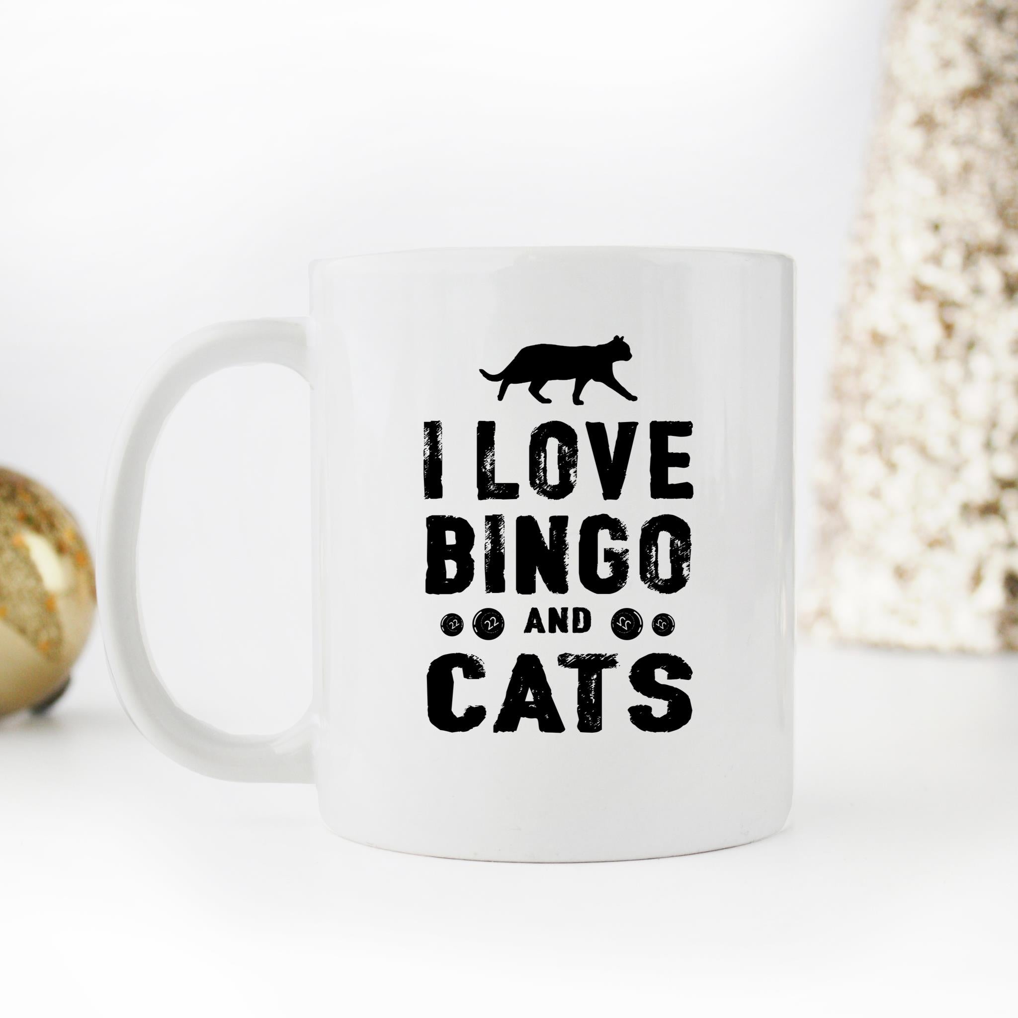 Skitongifts Funny Ceramic Novelty Coffee Mug I Love Bingo And Cats Animal Cat Lover Funny MFmU4E0