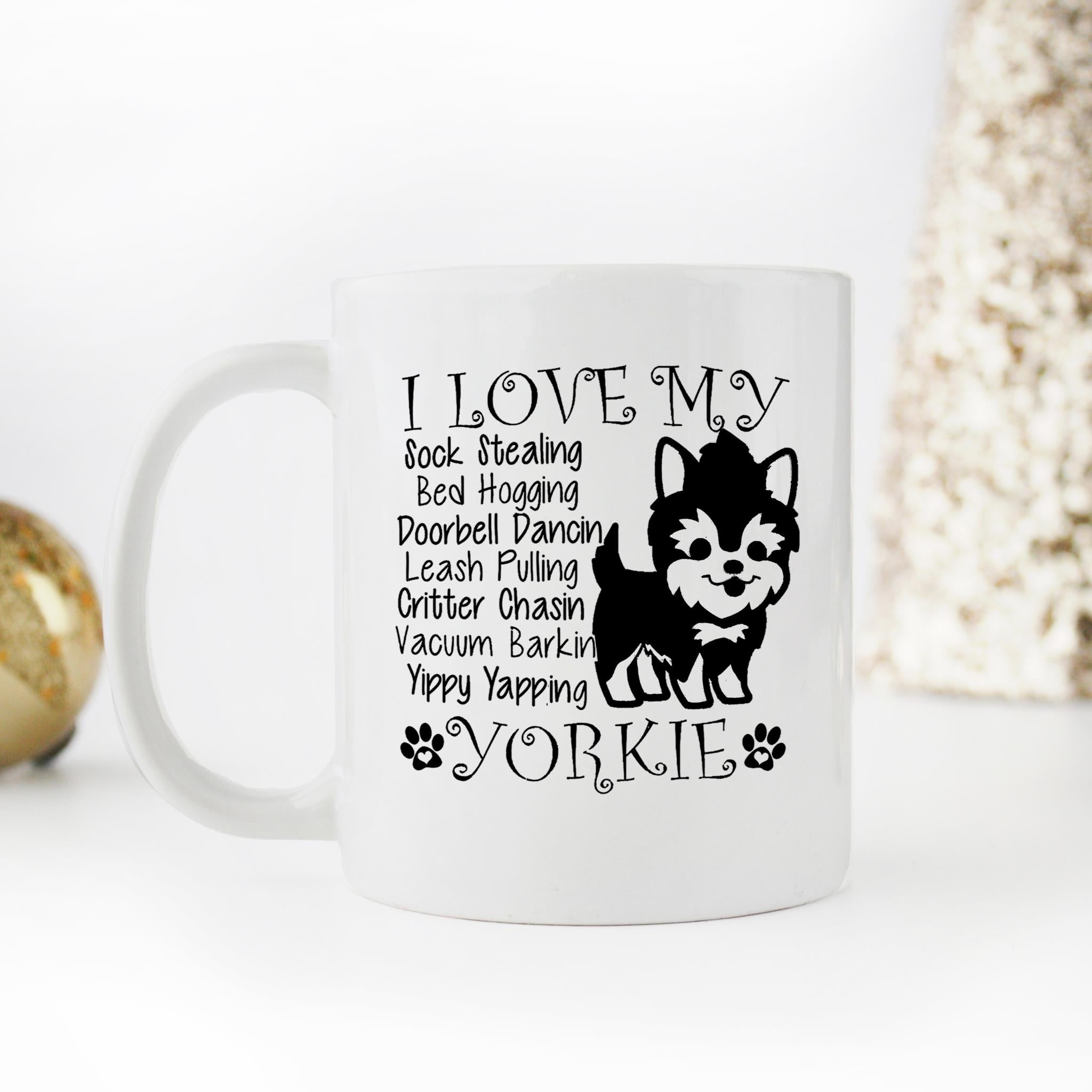 Skitongifts Funny Ceramic Novelty Coffee Mug I Love My Yorkie Cute Yorkshire Terrier ZMGh2fX