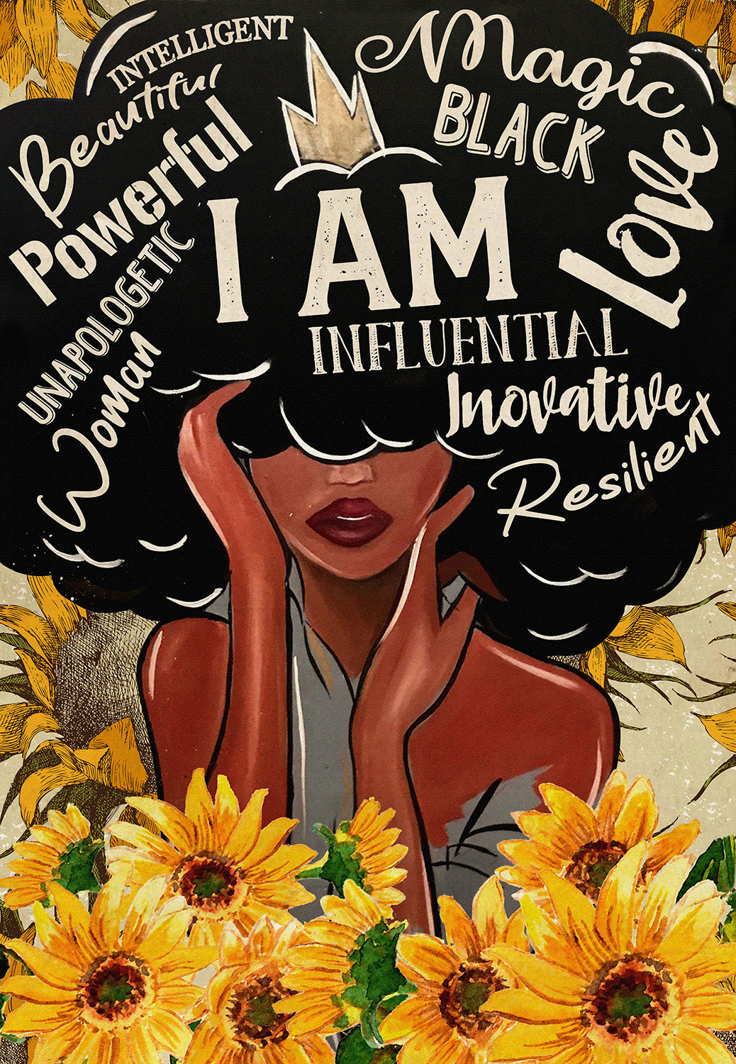 I Am African American Black Women Crown Intelligent Love Beautiful Powerful-MH1608