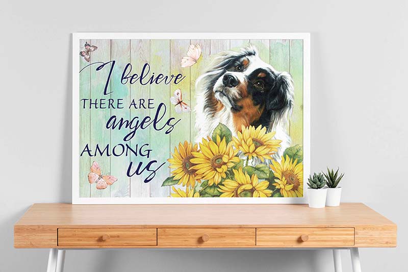 Skitongifts Wall Decoration, Home Decor, Decoration Room I Believe Angels Among Australian Shepherds TT2309