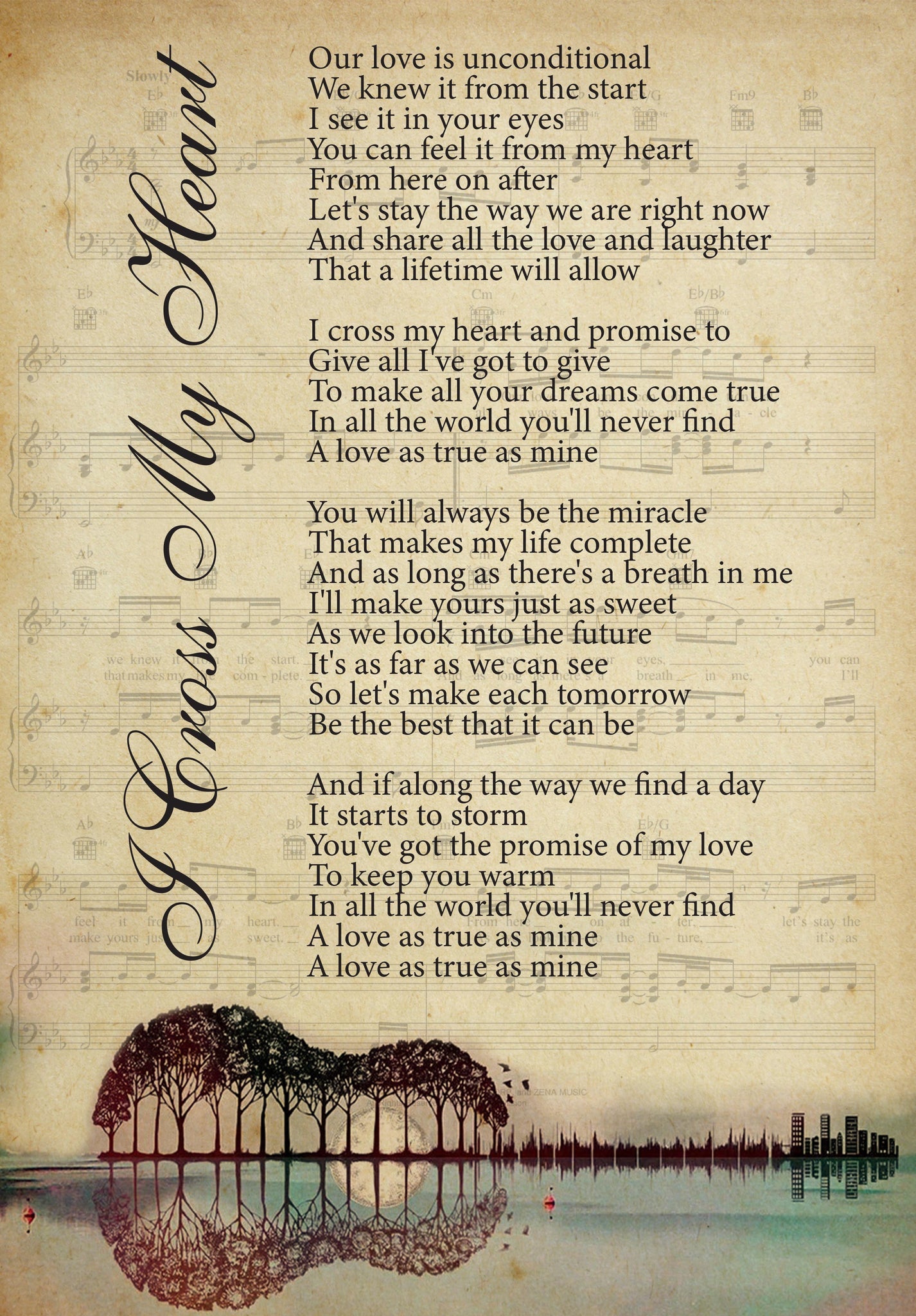 I Cross My Heart Song Lyrics Sheet Music-TT1608