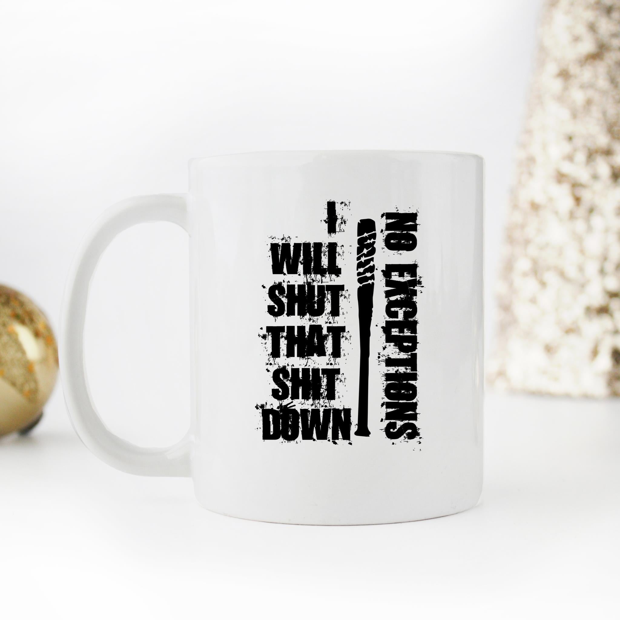 Skitongifts Funny Ceramic Novelty Coffee Mug I'll Shut That Down No Exceptions Negan Lucille tYeOVga