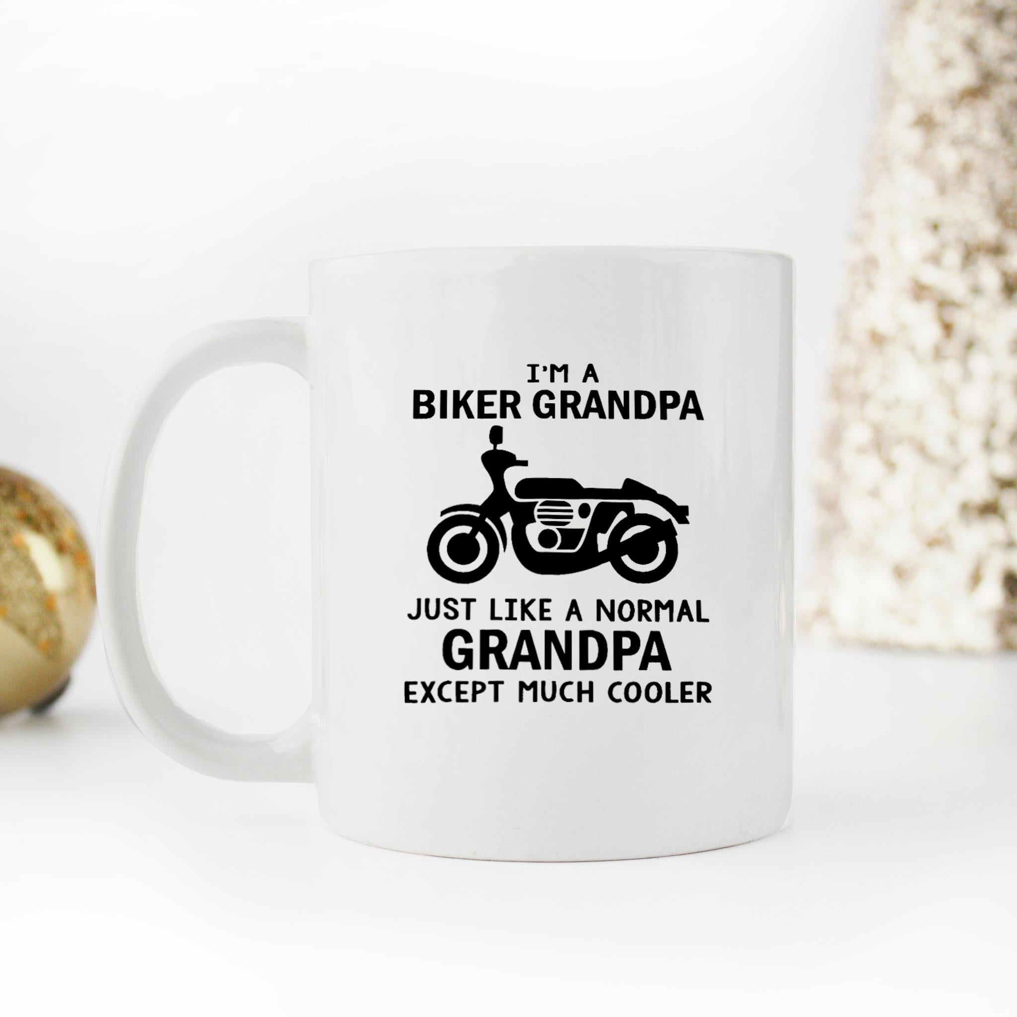 Skitongifts Funny Ceramic Novelty Coffee Mug I'm A Biker Grandpa Except Much Cooler, Perfect For Motorcyclist, Bicyclist, Men, Grandpa, Father