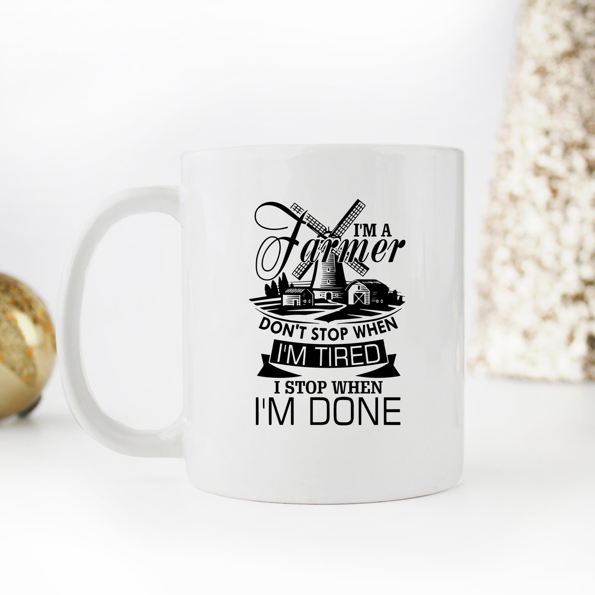 Skitongifts Funny Ceramic Novelty Coffee Mug I'm A Farmer, I Stop When I'm Done sxIVr3h
