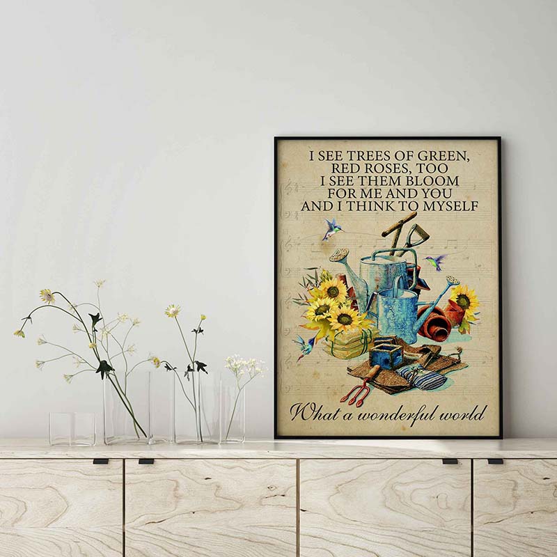 Skitongifts Wall Decoration, Home Decor, Decoration Room I See Trees Of Green And I Think To Myself TT1003
