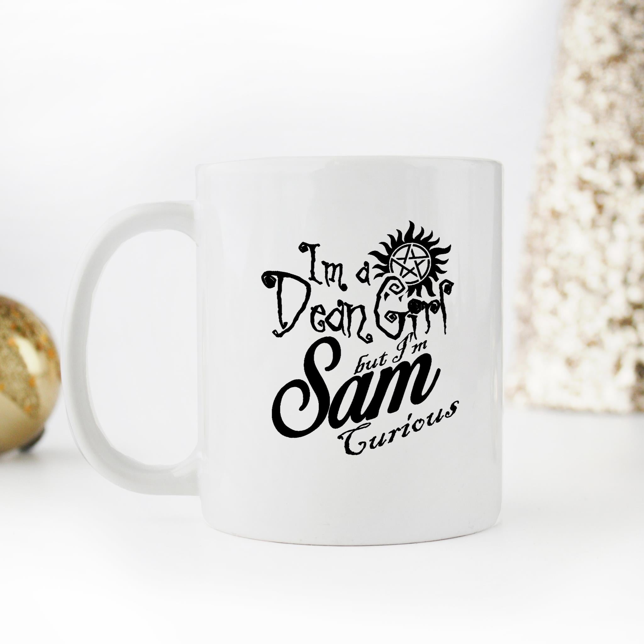 Skitongifts Funny Ceramic Novelty Coffee Mug Im A Dean Girl But Im Sam Curious KkcS3BI