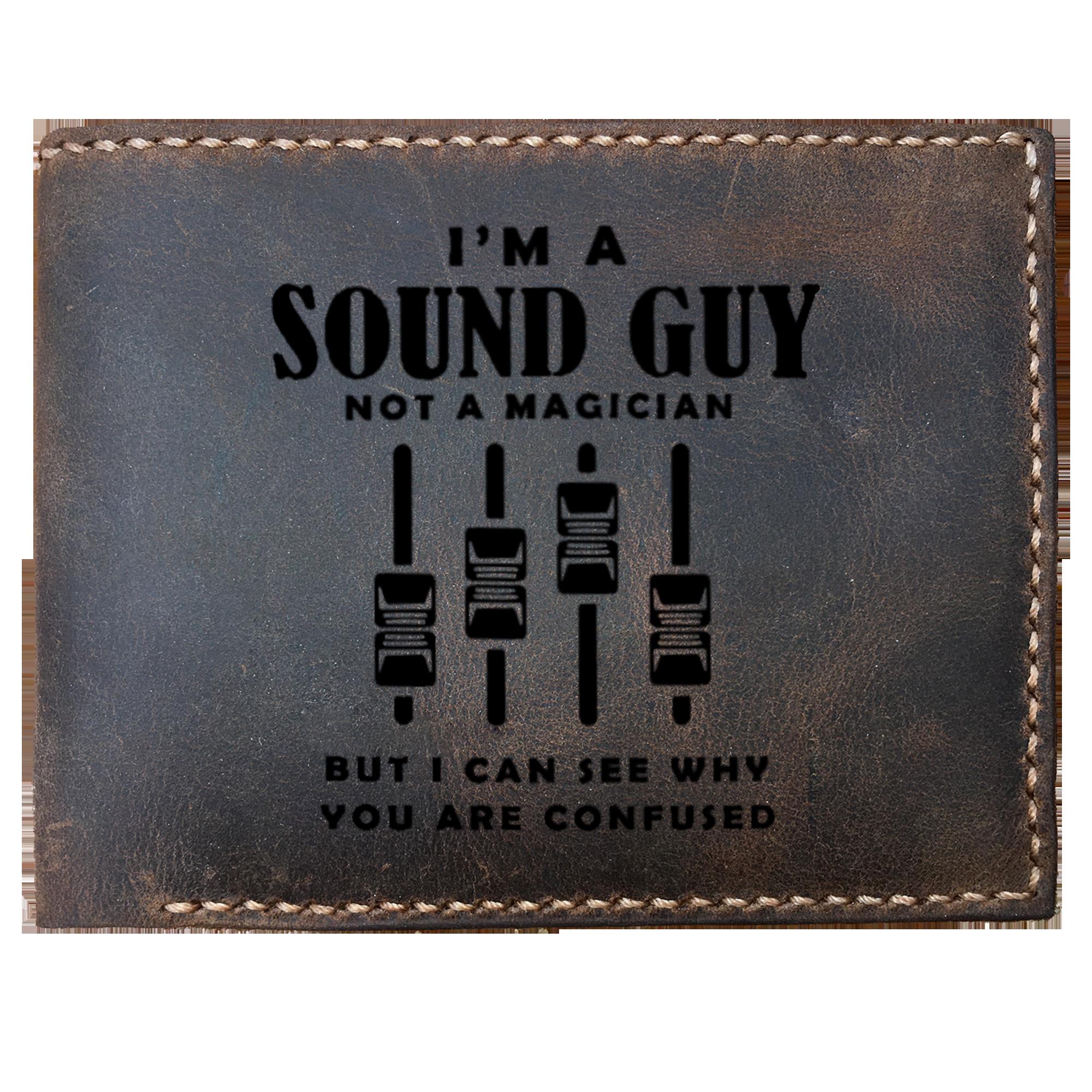 Skitongifts Funny Custom Laser Engraved Bifold Leather Wallet For Men, Im A Sound Guy