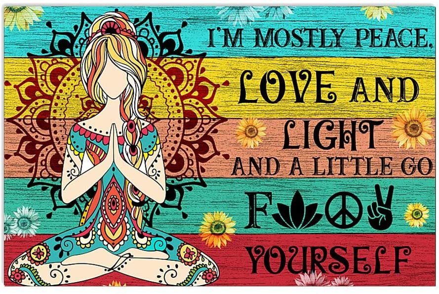 Im Mostly Peace Love Light Go Fk Yourself Yoga Girl Spiritual Pattern Vintage
