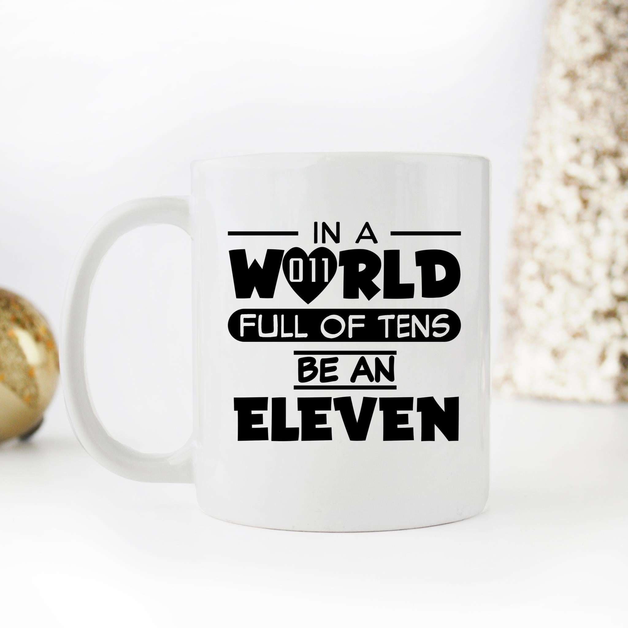 Skitongifts Funny Ceramic Novelty Coffee Mug In A World Full Of Tens Be An Eleven Funny For Men Women Waffle y4gVx4I