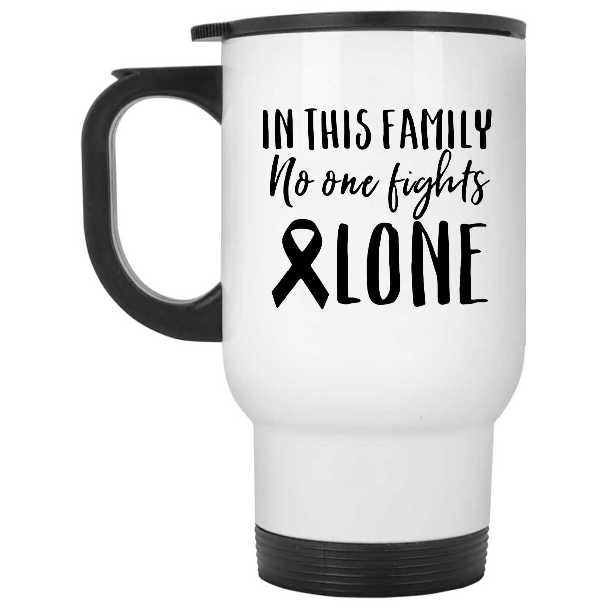 Skitongifts Funny Ceramic Novelty Coffee Mug In This Family No One Fights Alone. Meaning About Cancer gqsrvFv