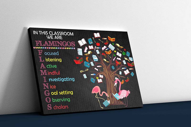 Skitongifts Wall Decoration, Home Decor, Decoration Room In This Classroom We Are Flamingos-TT1510