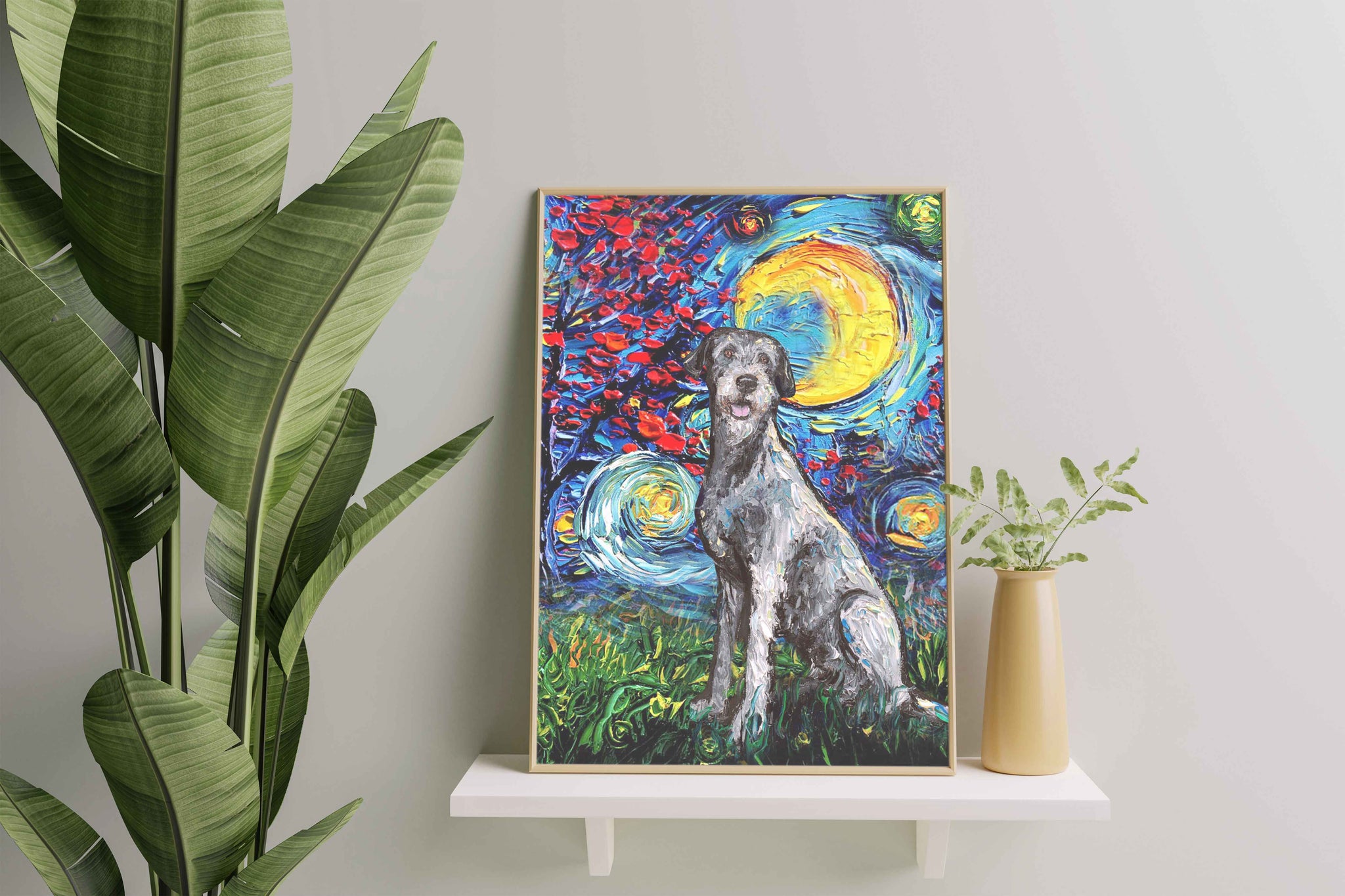 Skitongifts Poster No Frame, Wall Art, Home Decor Irish Wolfhound Dog Starry Night Style Halloween-TT1008