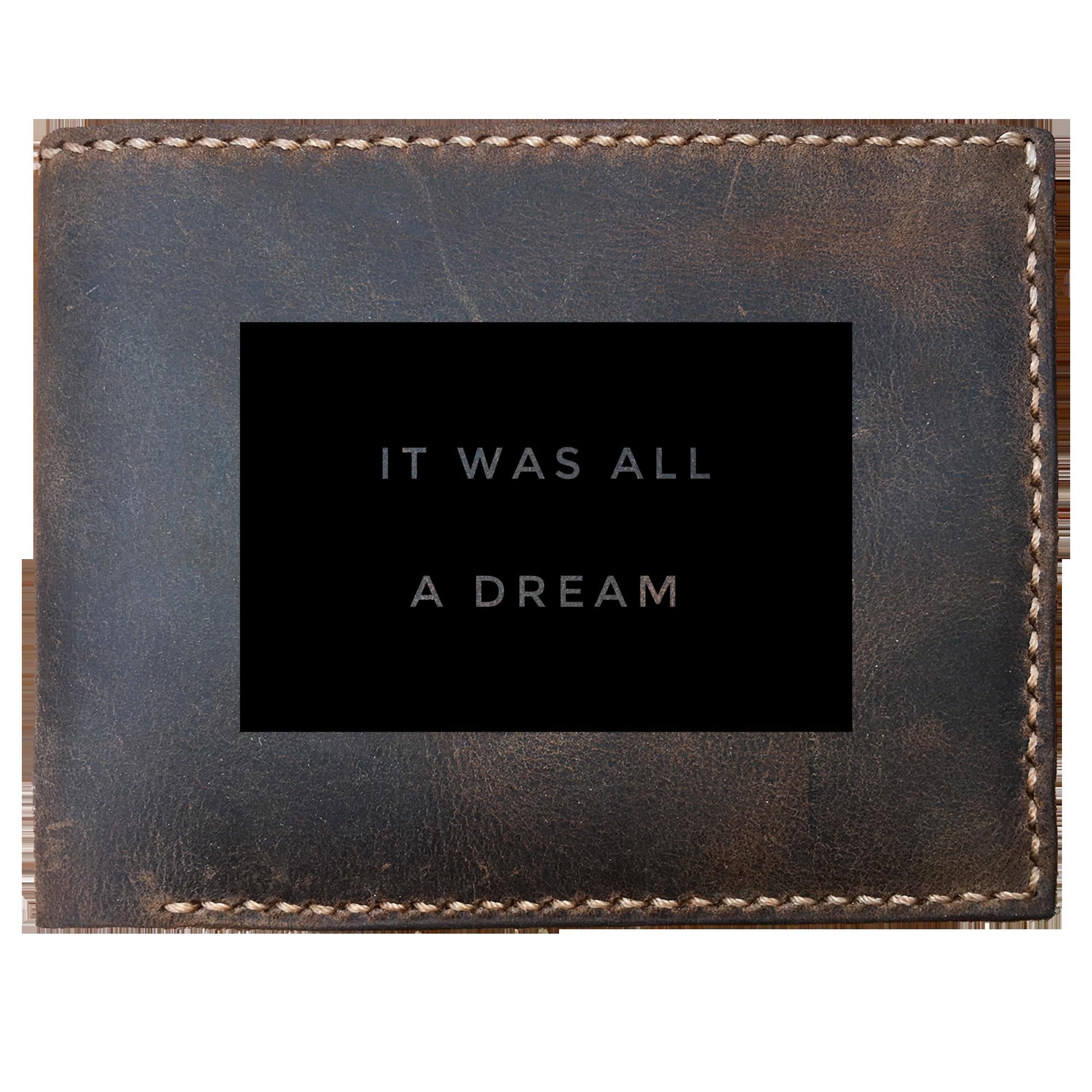 Skitongifts Funny Custom Laser Engraved Bifold Leather Wallet For Men, It Was All A Dream Big Hip Hop