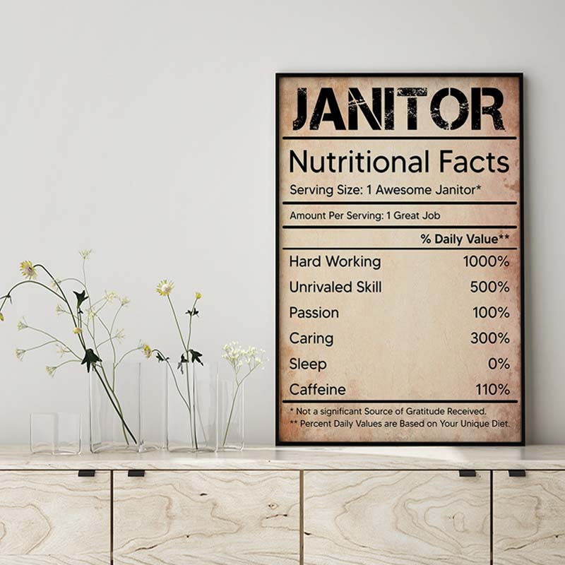Skitongifts Wall Decoration, Home Decor, Decoration Room Janitor Nutritional Facts Label Chalkboard Personalized MH1809