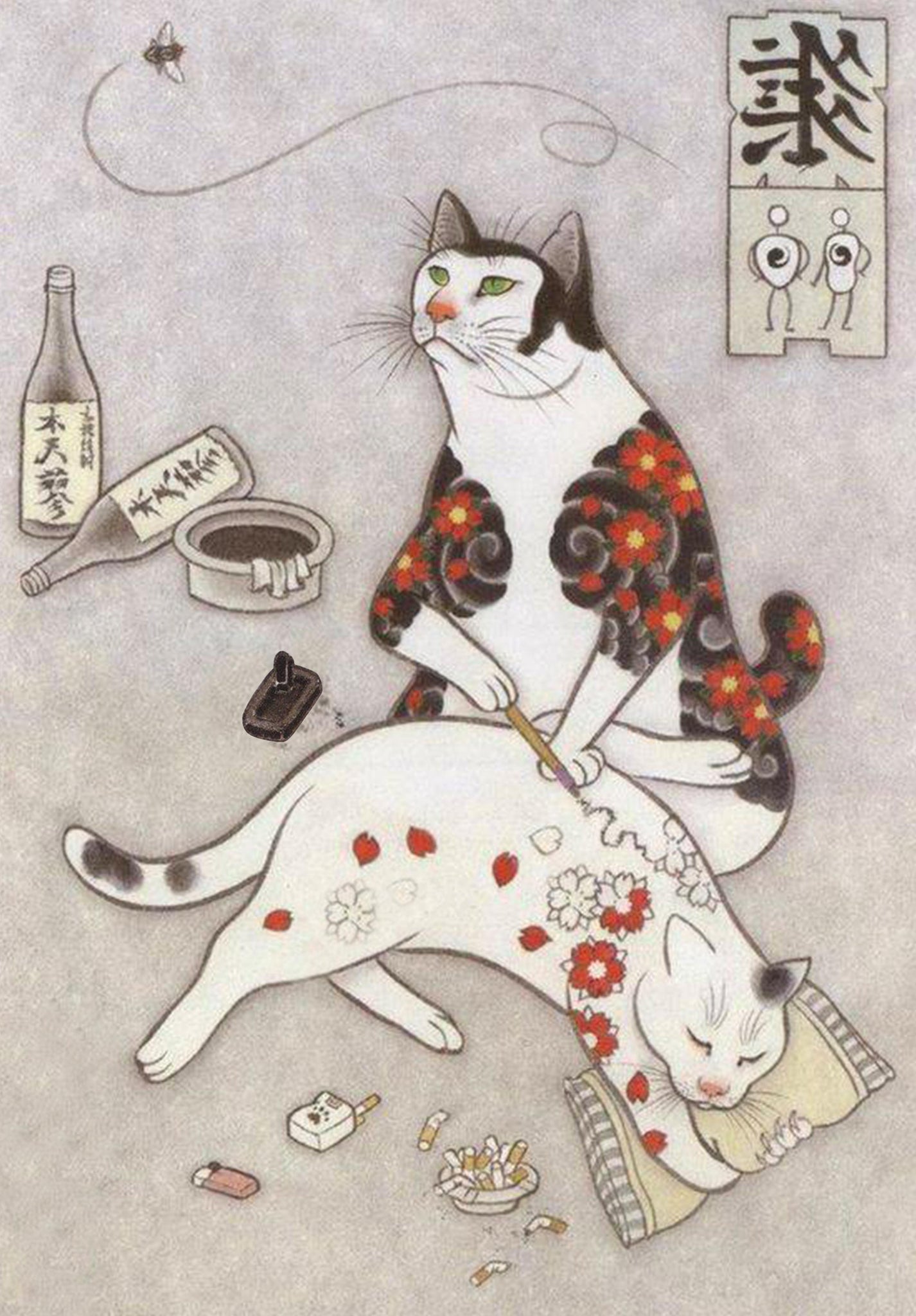 Japanese Tattoo Monmon Cats Aka Tattooed Cats-TT1708