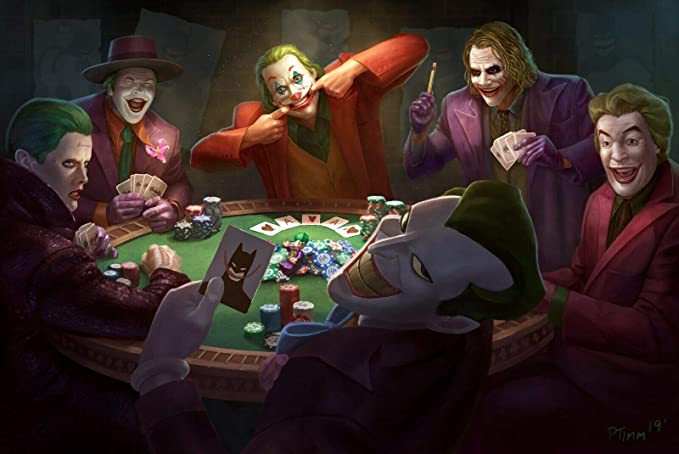 Jokers Playing Poker Landscape Poster