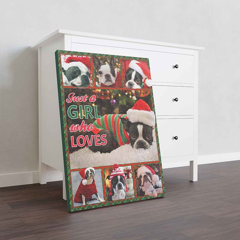 Skitongifts Wall Decoration, Home Decor, Decoration Room Just A Girl Who Loves Dog, Christmas Boston Terrier Dog-TT0612