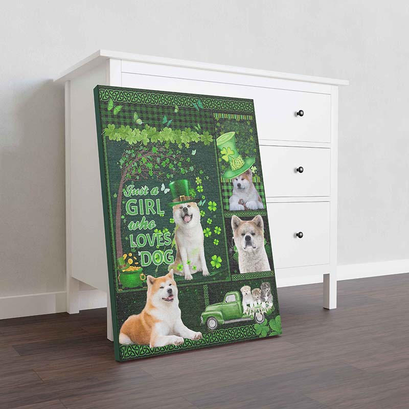 Skitongifts Wall Decoration, Home Decor, Decoration Room Just A Girl Who Loves Dog, St Patrick Day Akita Dog TT1712