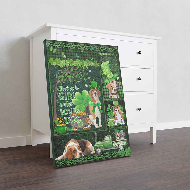 Skitongifts Wall Decoration, Home Decor, Decoration Room Just A Girl Who Loves Dog, St Patrick Day Beagle Dog TT1712