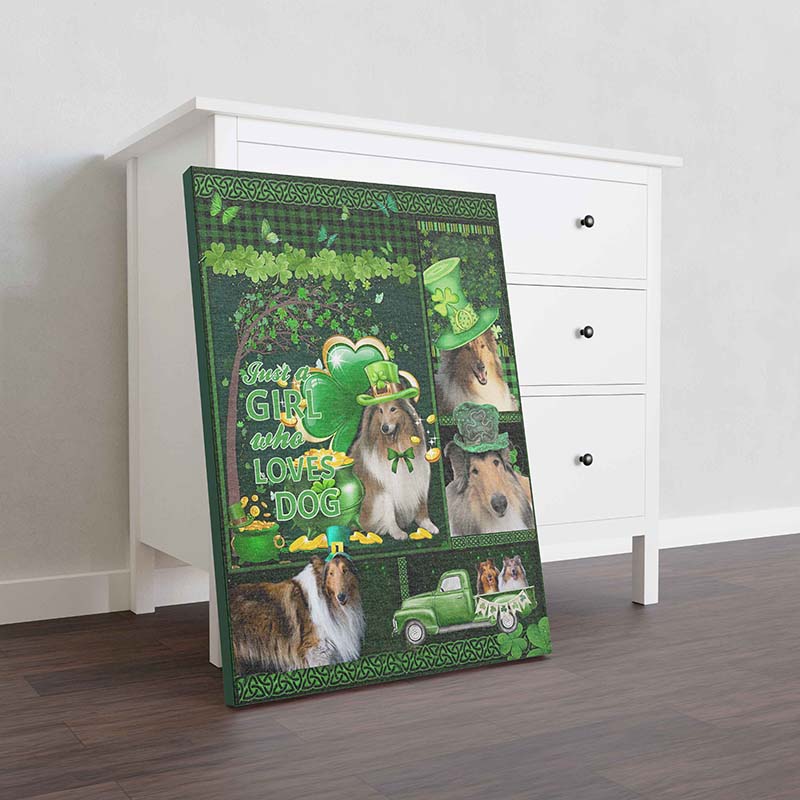 Skitongifts Wall Decoration, Home Decor, Decoration Room Just A Girl Who Loves Dog, St Patrick Day Collie Dog TT1512