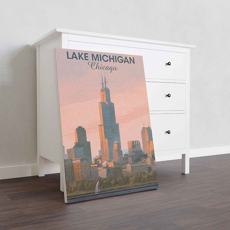 Skitongifts Wall Decoration, Home Decor, Decoration Room Lake Michigan Chicago-TT0311