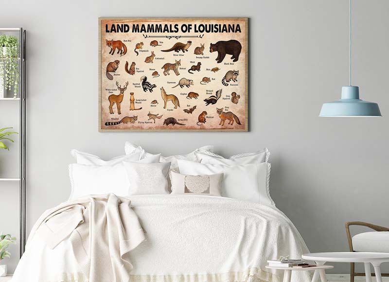 Skitongifts Wall Decoration, Home Decor, Decoration Room Land Mammals Of Louisiana-MH2509