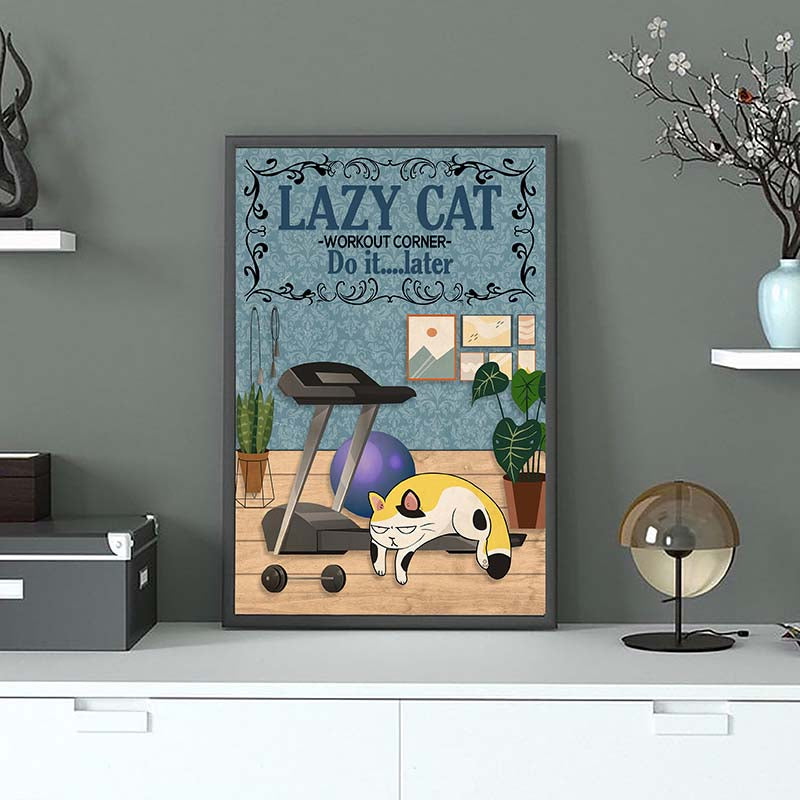 Skitongift Wall Decoration, Home Decor, Decoration Room Lazy Cat Workout Do It…Later-VT1205
