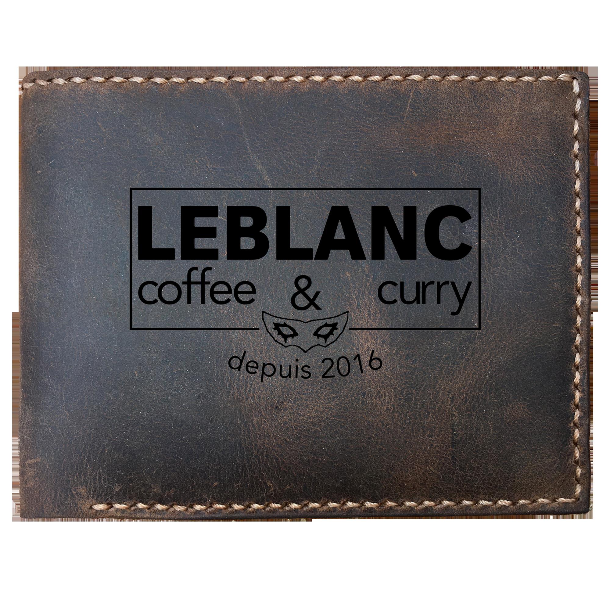 Skitongifts Funny Custom Laser Engraved Bifold Leather Wallet For Men, Leblanc Coffee Curry