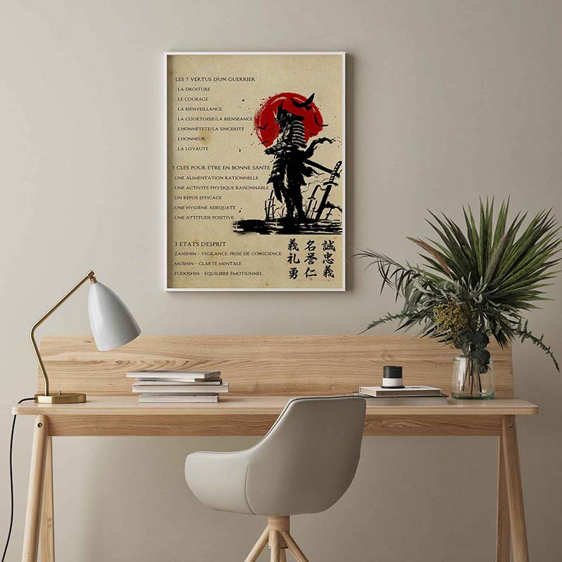Skitongifts Wall Decoration, Home Decor, Decoration Room Les 7 Vertus Dun Guerrier TT1003