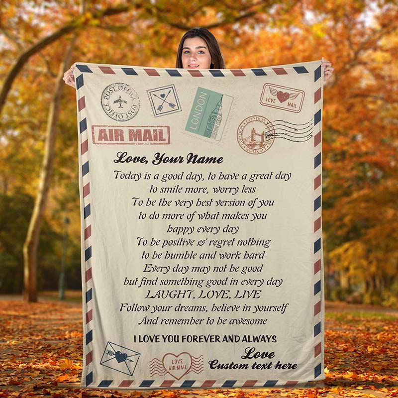 Skitongifts Blanket For Sofa Throws, Bed Throws Letter Air Mail Dad To My Beautiful Daughter,I Love You Laugh, Love, Live-TT2712