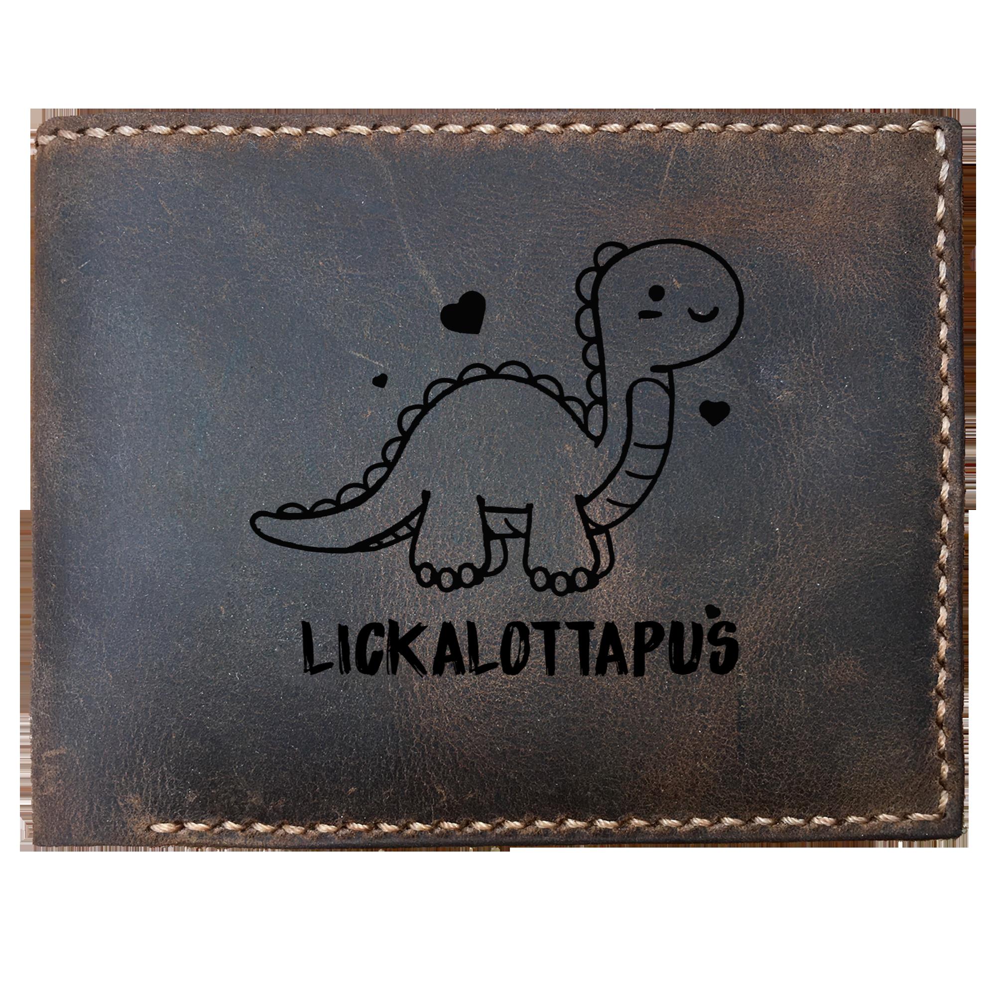 Funny Skitongifts Custom Laser Engraved Bifold Leather Wallet Vintage, Minimalist Wallet Lickalottapus