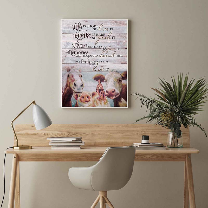Skitongifts Wall Decoration, Home Decor, Decoration Room Life Is Short So Live It Is Rare Love So Grab It-TT1703