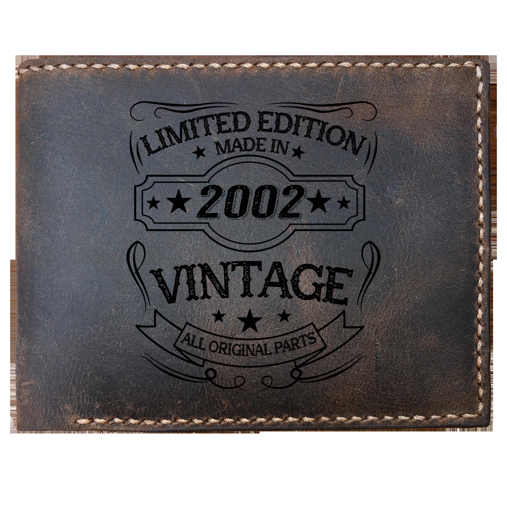 Funny Skitongifts Custom Laser Engraved Bifold Leather Wallet Vintage, Minimalist Wallet Limited Edition Made In 2002 Vintage All Original Parts