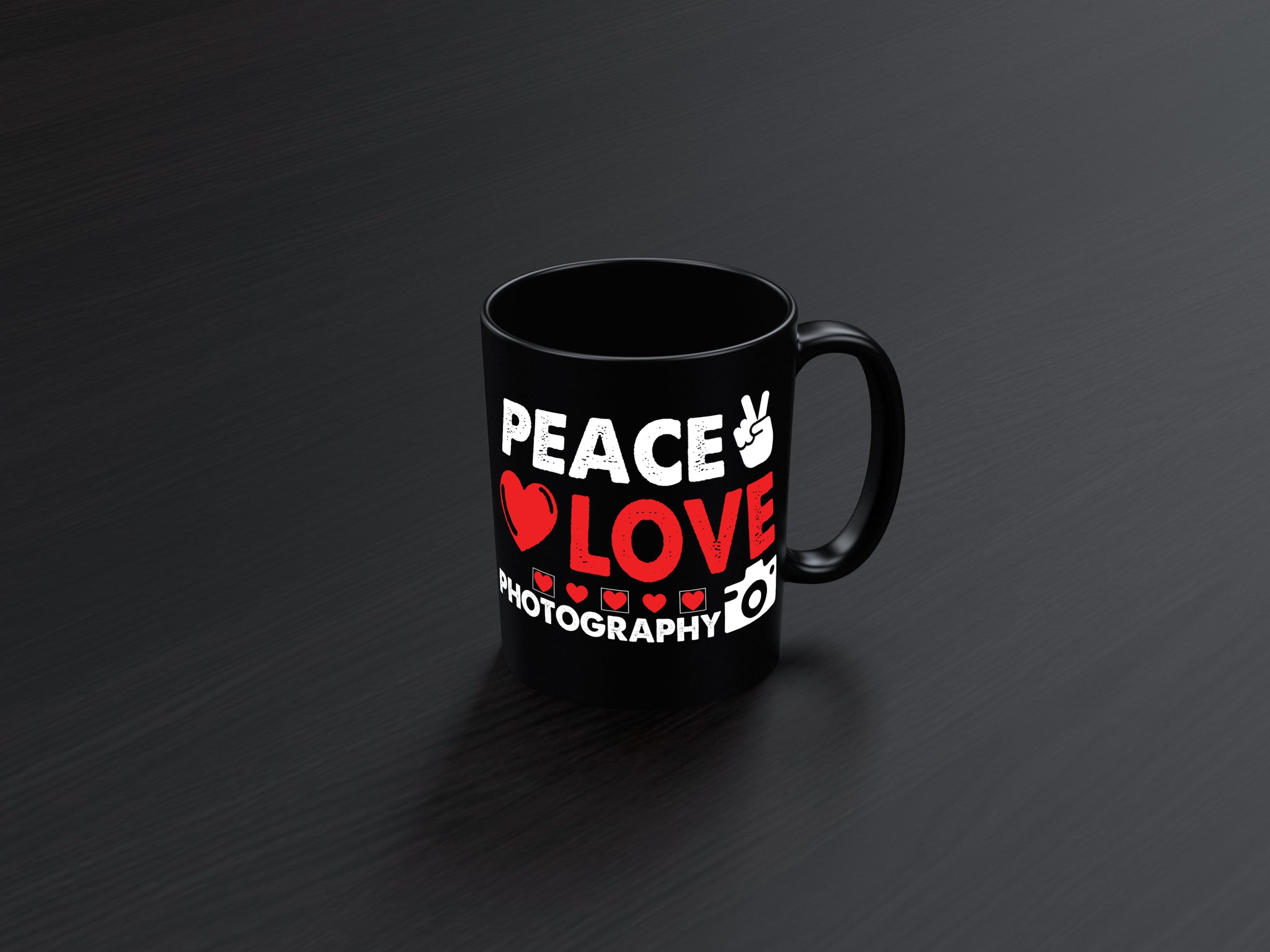 Skitongifts Funny Ceramic Coffee Mug For Birthday, Mother's Day, Father's Day, Christmas Peace And Love And Photography