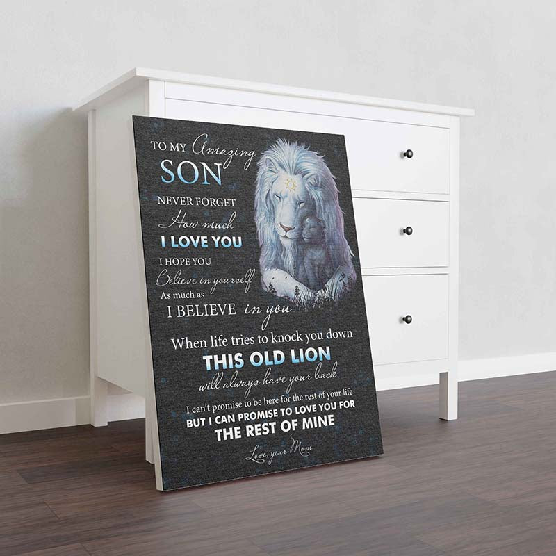 Skitongifts Wall Decoration, Home Decor, Decoration Room Lion To My Amazing Son I Love You When Life Tries To Knock You Down This Old Lion-TT3012